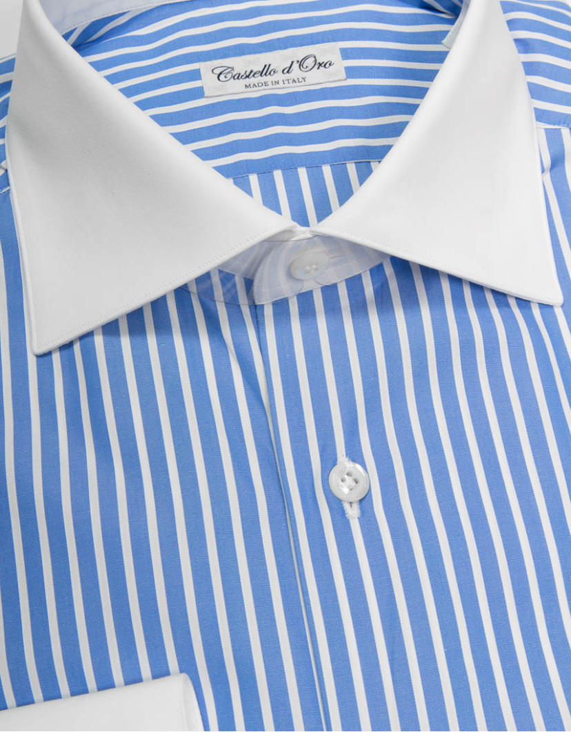 Castello D'Oro Blue Shirts With White Candy Stripes image